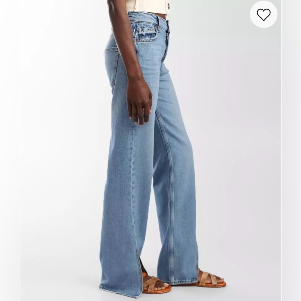 FREE PEOPLE WE THE FREE Long Lines Jeans Split Hem Vintage Light 26 - Picture 3 of 16